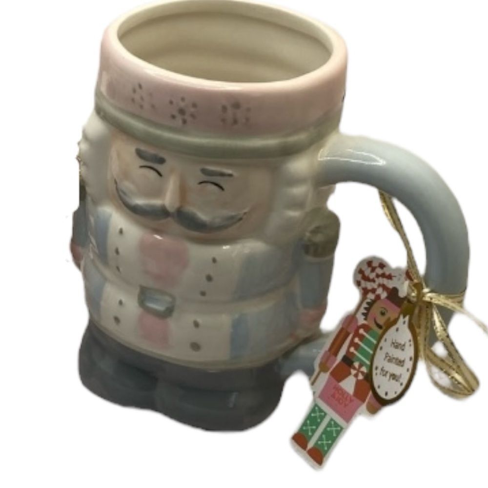 Holly & Joy Nutcracker Christmas Mug in Pastel Pink and blue - Picture 4 of 5